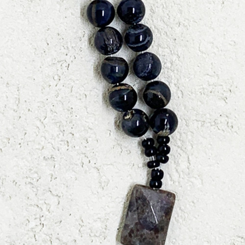 Detail, Blk Rainbow Obsidian Stone Bead Option for Prayer Beads, Cynthia Webb Designs