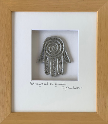 Hamsa, Maple Frame  7x8 inches| Cynthia Webb Designs | Fine Pewter, Handcrafted in the USA