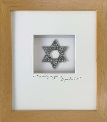 Star of David, Maple Frame  7x8 inches| Cynthia Webb Designs | Fine Pewter, Handcrafted in the USA