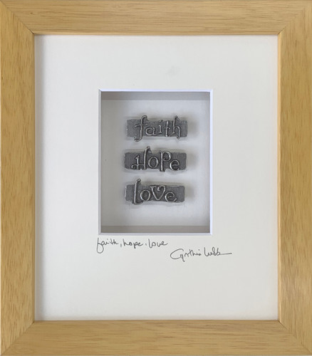 Faith, Hope, Love Maple Frame, Cynthia Webb Designs, Handcrafted in the USA
