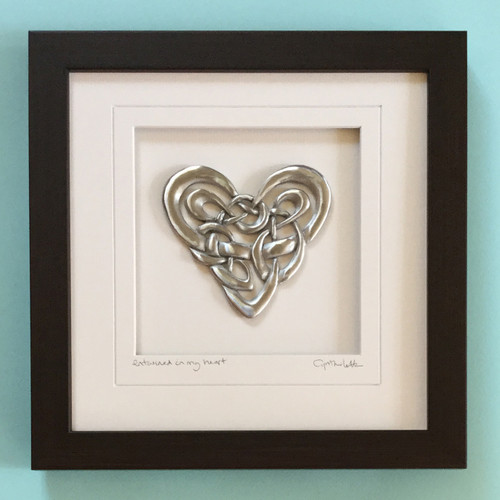 Celtic Heart, Wood finish frame, Love, Valentines & Anniversary, Celtic Motif, Cynthia Webb Designs, Signed and Titled Mat, Handcrafted in the USA