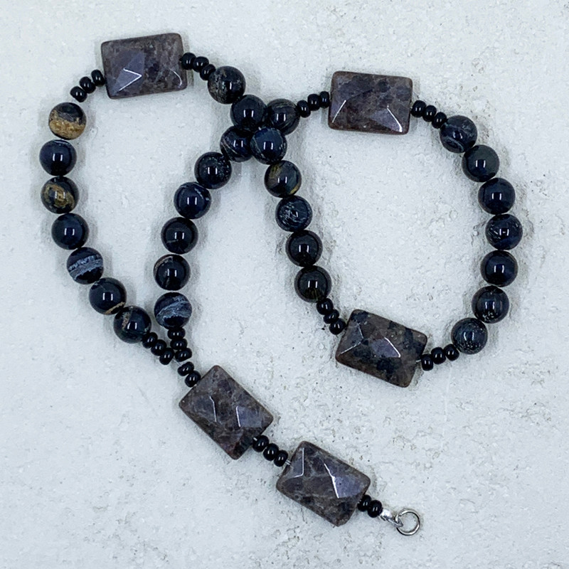 Blk Rainbow Obsidian Stone Bead Option for Prayer Beads, Cynthia Webb Designs