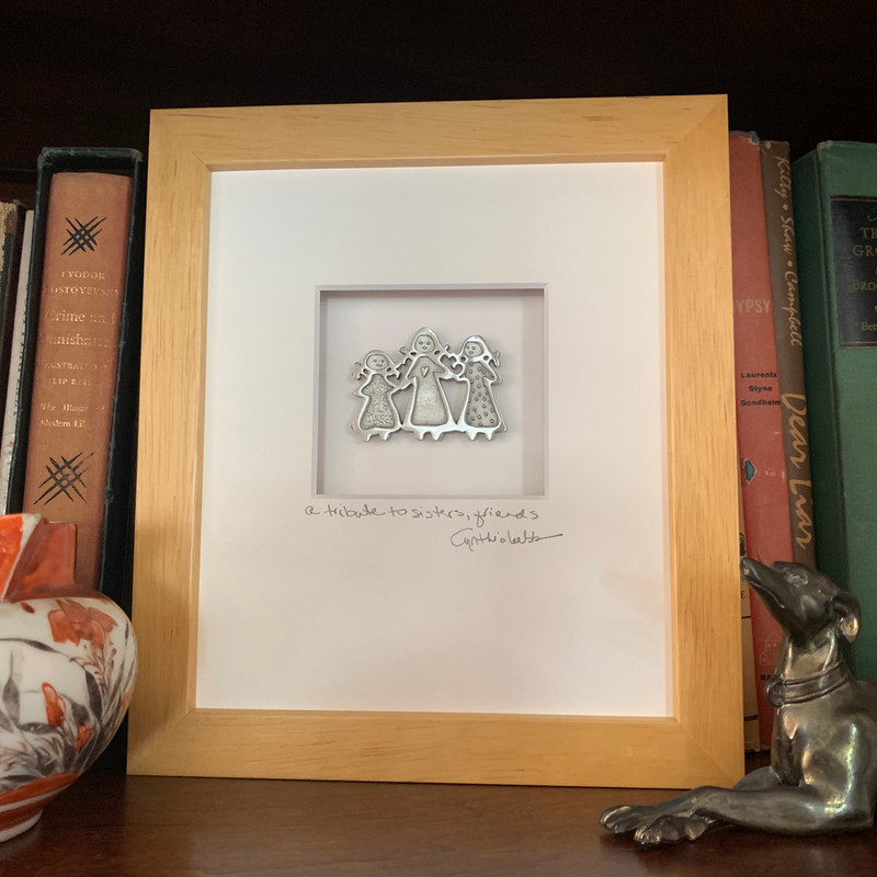 Three Sisters, Maple Frame  7x8 inches| Cynthia Webb Designs | Fine Pewter, Handcrafted in the USA
