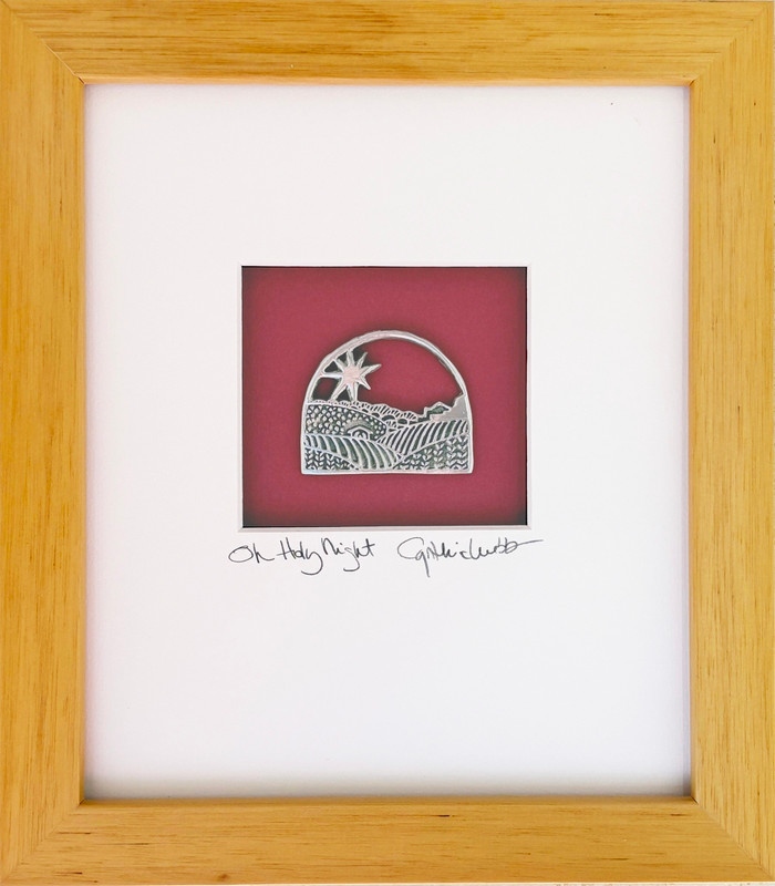 Oh Holy Night, Maple Frame  7x8 inches| Cynthia Webb Designs | Fine Pewter, Handcrafted in the USA