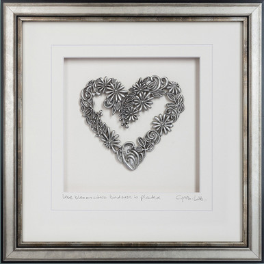Flower Heart Framed 9x9 inch Pewter | Cynthia Webb Designs