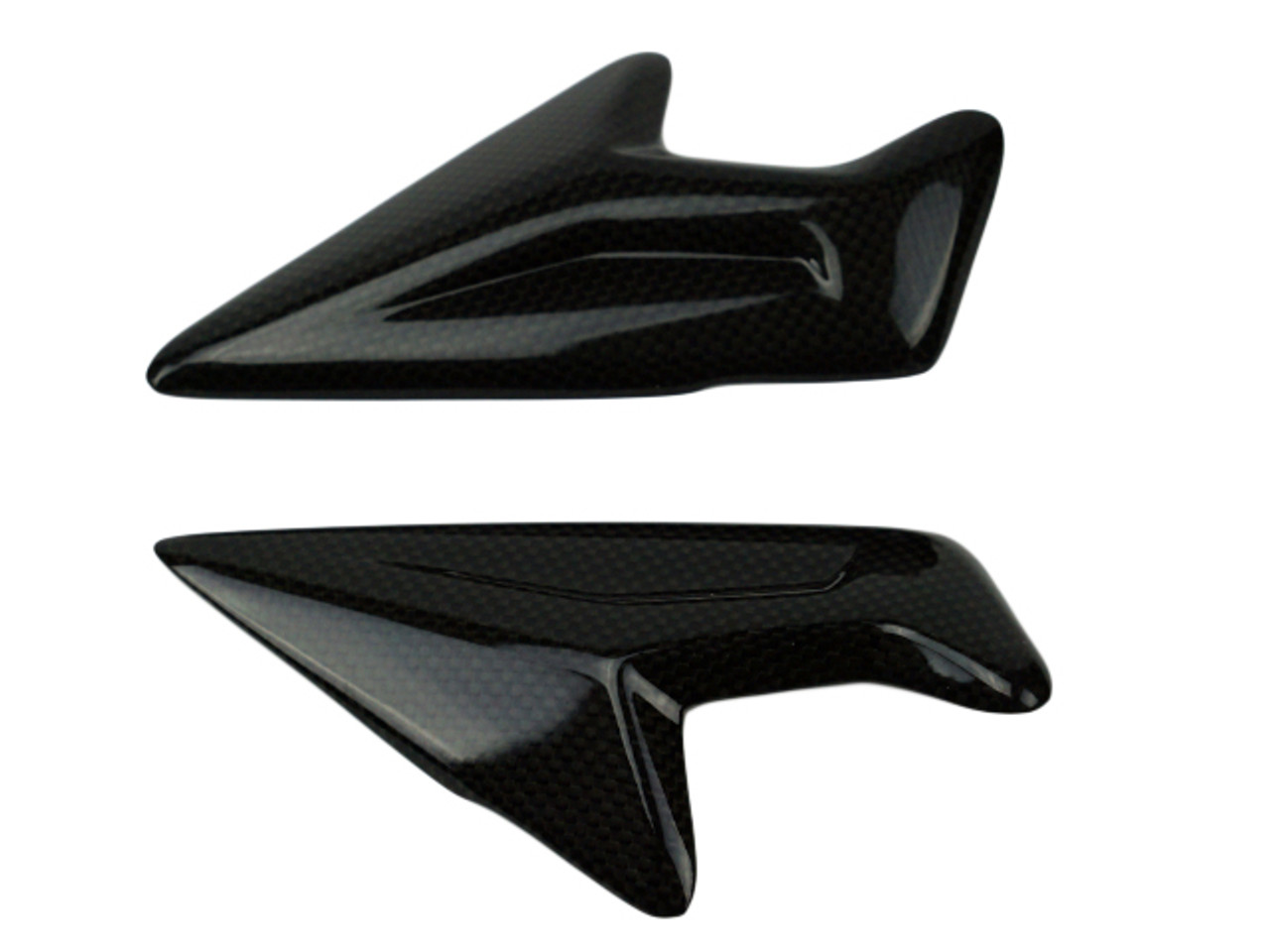 Headstock Infill Covers in Glossy Plain Weave Carbon Fiber for Triumph Street Triple 765 R,S 2017+