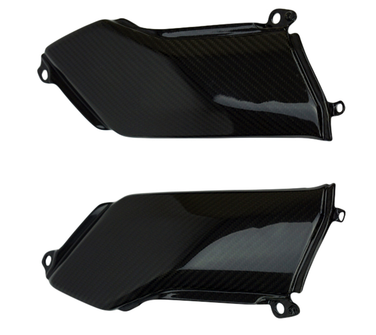 Under Tank Covers in Glossy Twill Weave Carbon Fiber for Kawasaki Z900 2017+