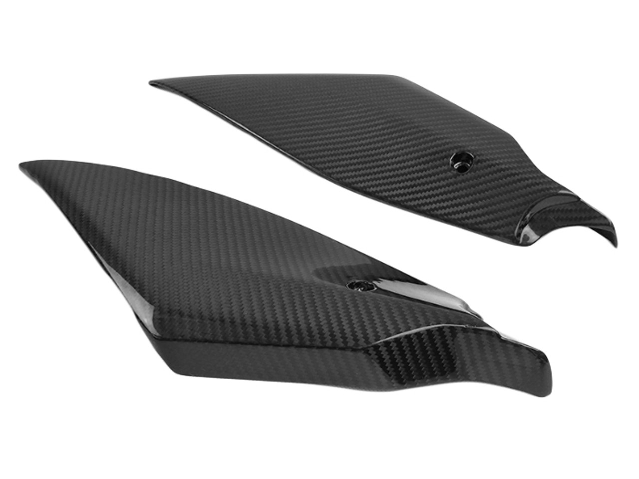 Tank Side Covers in Glossy Twill Weave Carbon Fiber for Yamaha R6 2017+