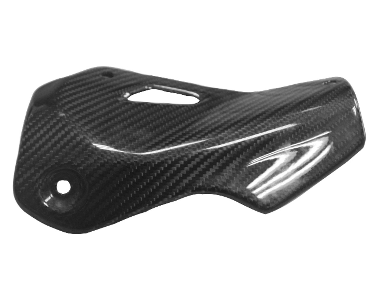 Exhaust Guard in Glossy Twill Weave Carbon Fiber for Ducati Monster 821