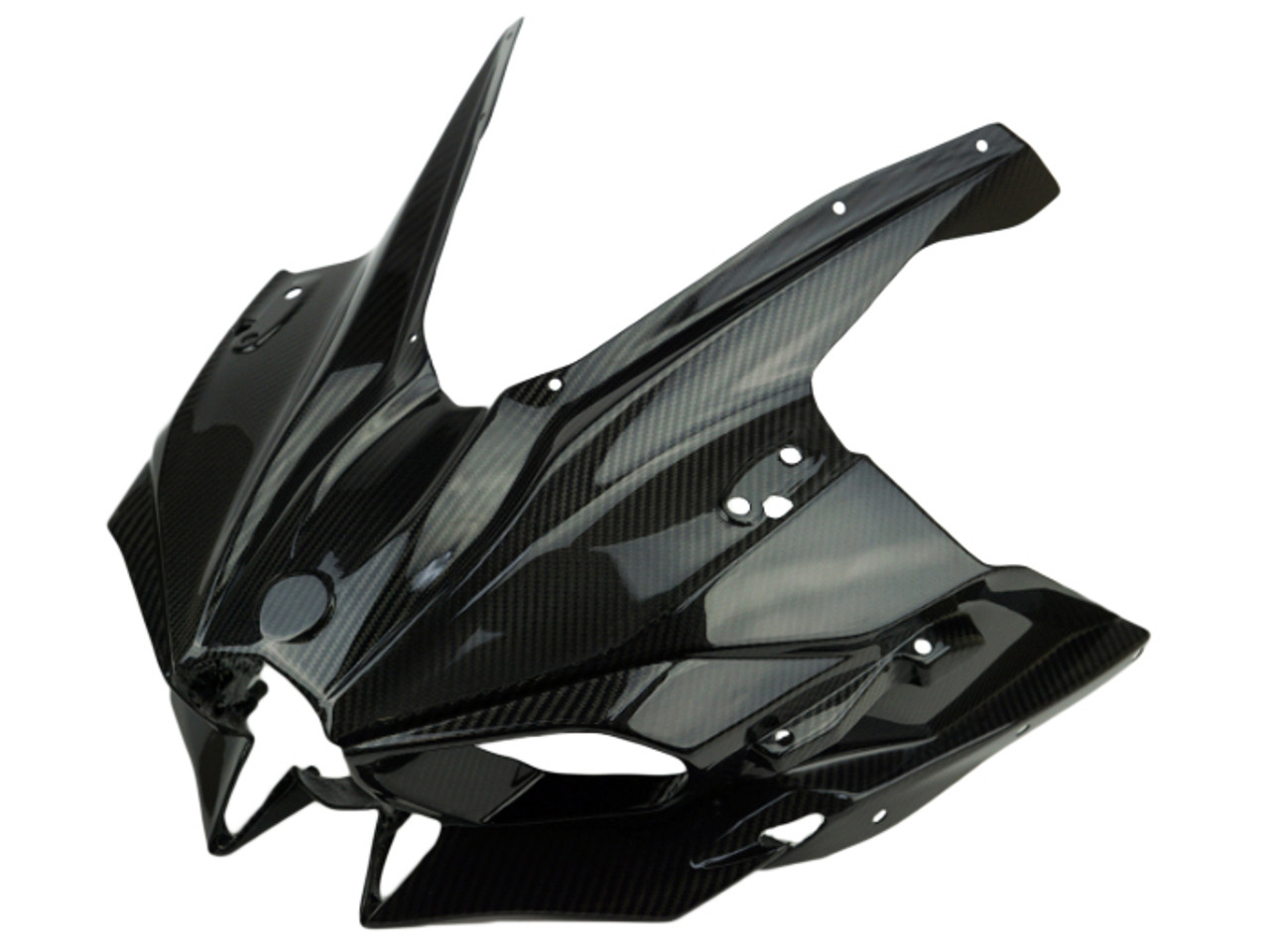 Front Fairing with Air Intakes in Glossy Twill Weave Carbon Fiber for Kawasaki H2