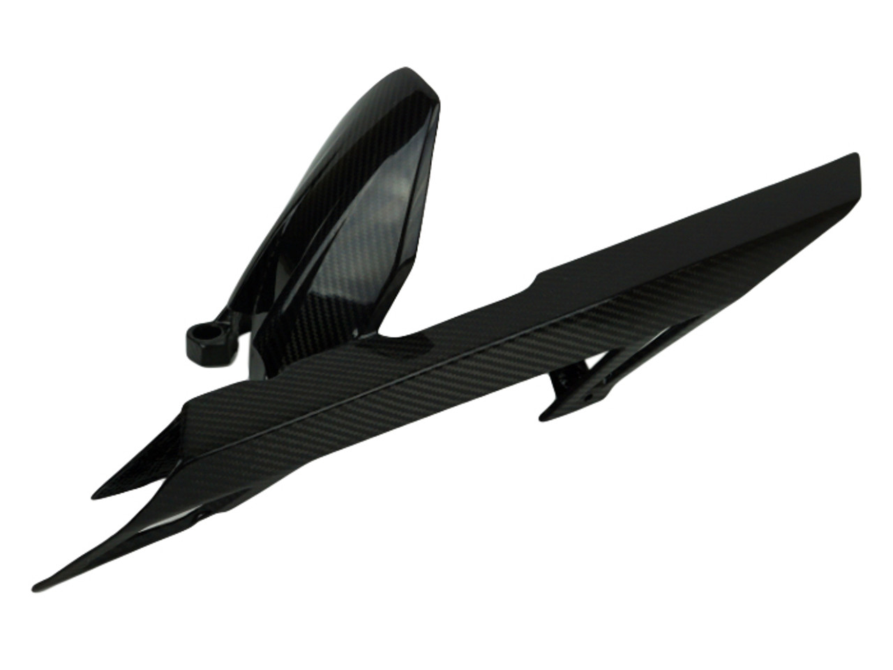 Rear Hugger with Chain Guard in Glossy Twill Weave Carbon Fiber for KTM Duke 390 2017-2023