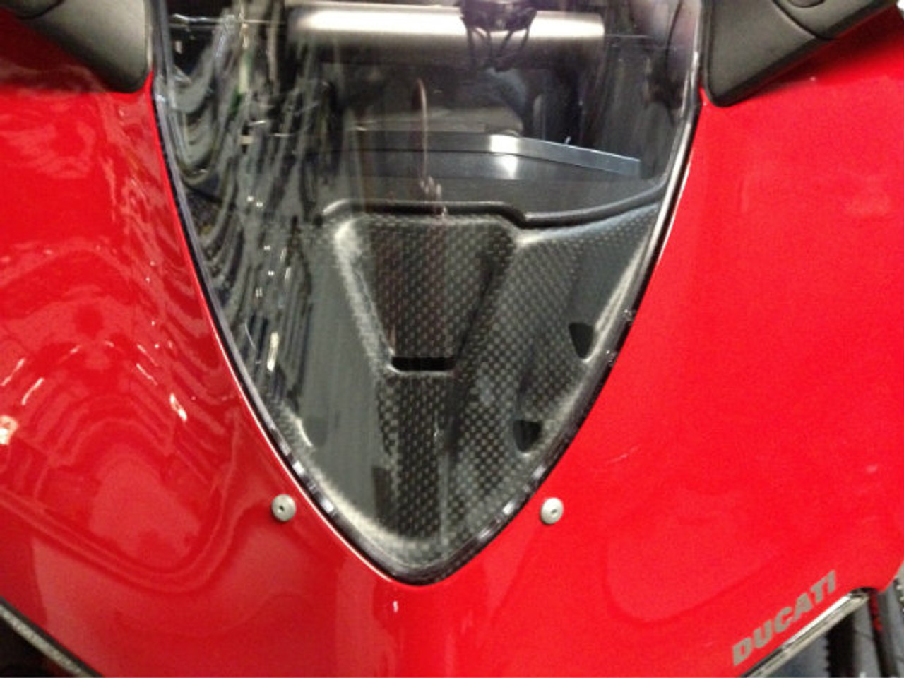 Installed Matte Plain Weave Carbon Fiber Instrument Panel Cover for Ducati Panigale 899, 1199