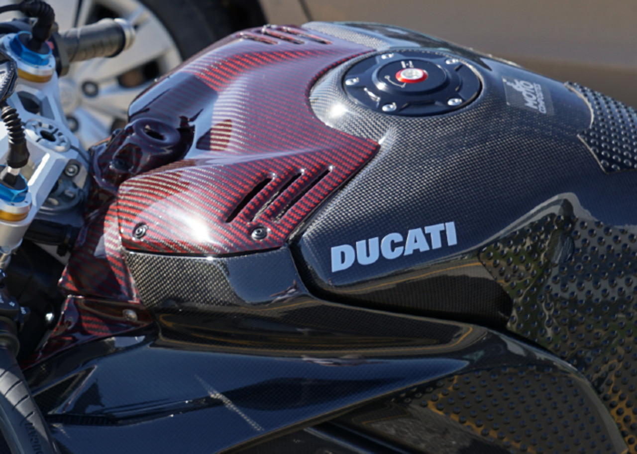 Tank Cover SBK Style in Glossy Twill Weave Carbon Fiber for Ducati Panigale V4