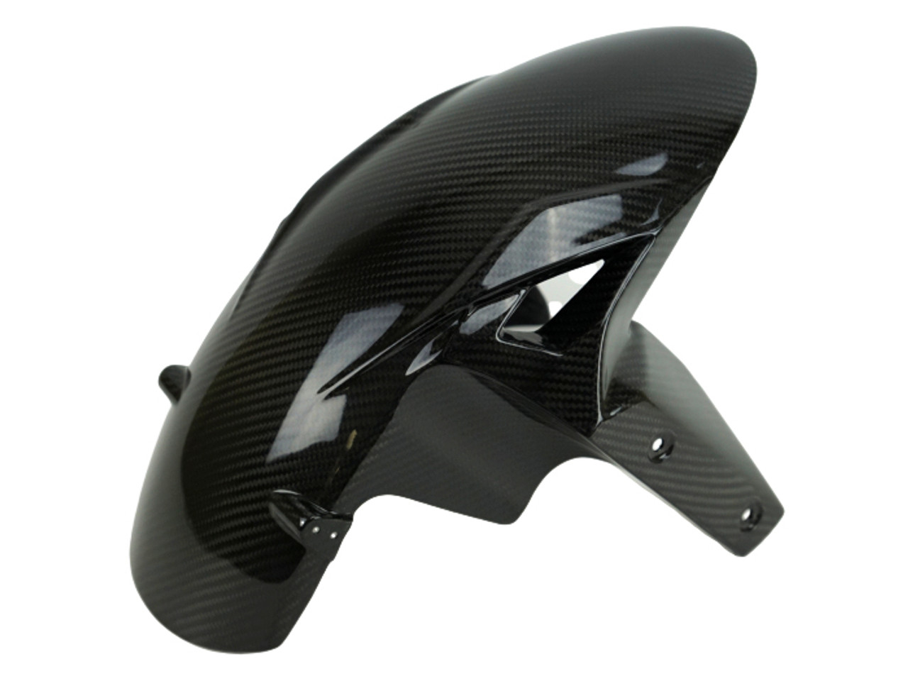 Front Fender in Glossy Twill Weave Carbon Fiber for Kawasaki ZX6R 2019+