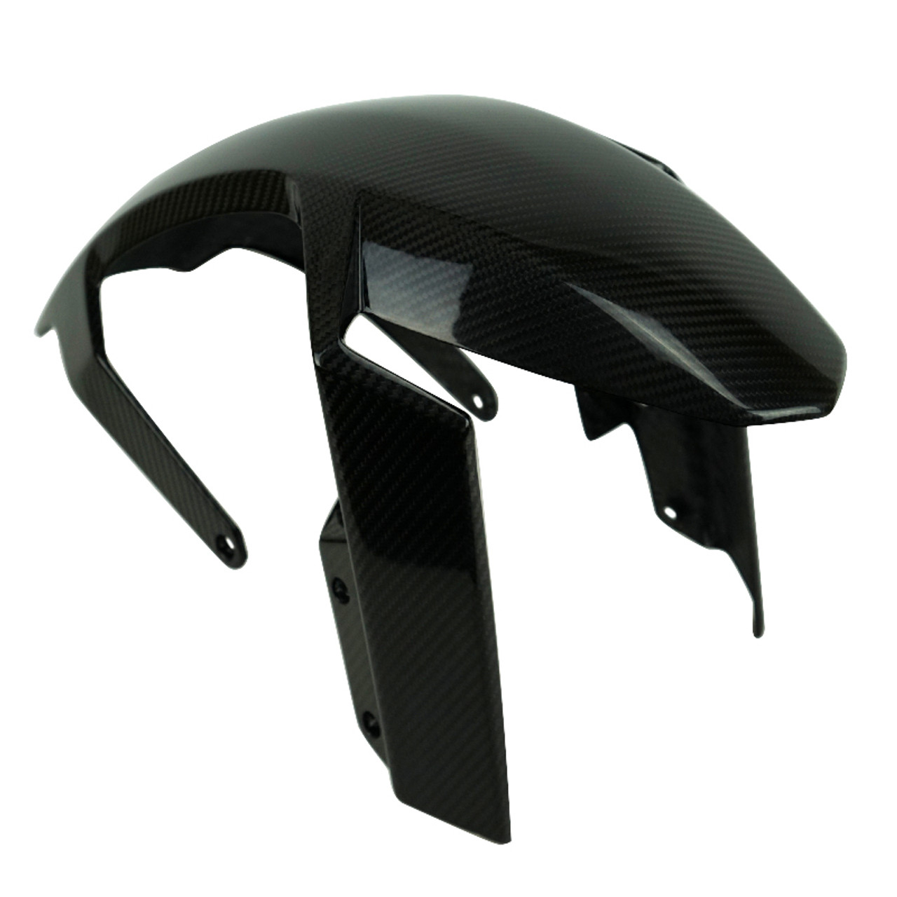 Front Fender (integral) in Glossy Twill Weave Carbon Fiber for KTM 1290, 1390 Super Duke R 2020+, Super Duke GT 2025+, Duke 990 2024+
