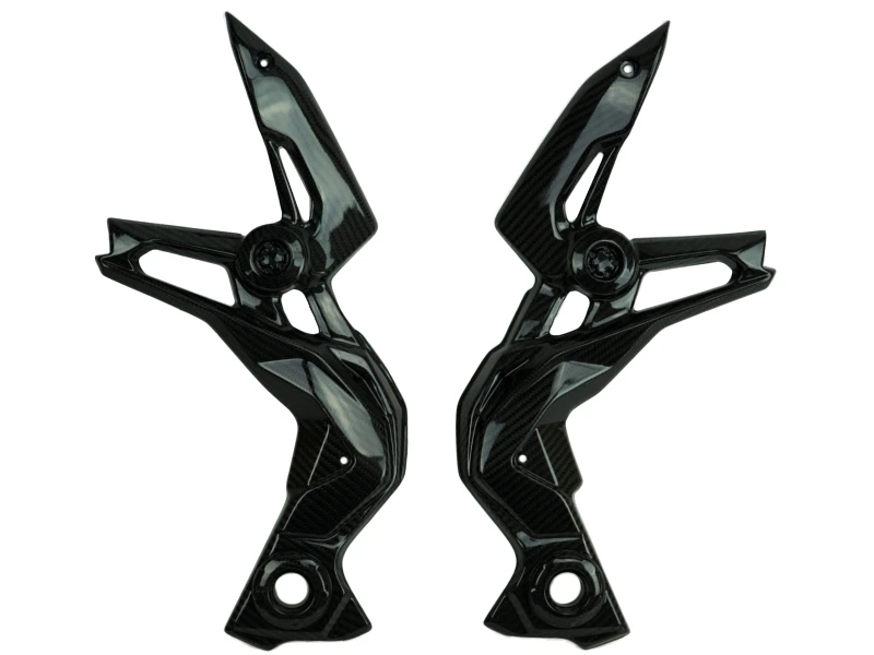 Frame Covers in Glossy Twill Weave Carbon Fiber for Kawasaki Z900 2020-2024