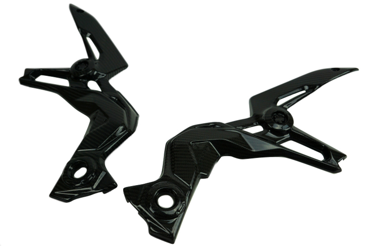 Frame Covers in Glossy Twill Weave Carbon Fiber for Kawasaki Z900 2020+