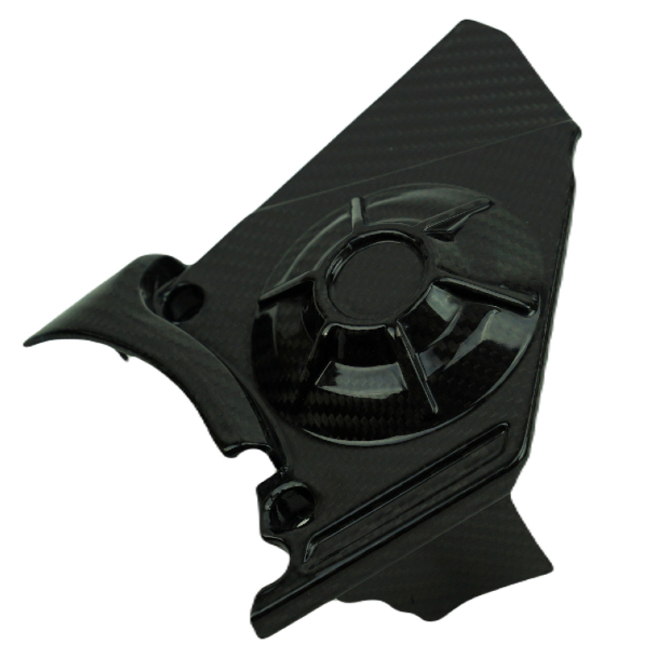 Sprocket Cover in Glossy Twill Weave 100% Carbon Fiber for Aprilia RS660, Tuono 660