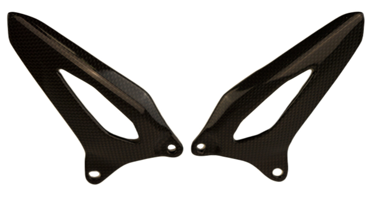 Heel Guards in Glossy Plain Weave Carbon Fiber for Triumph Speed Triple 1200