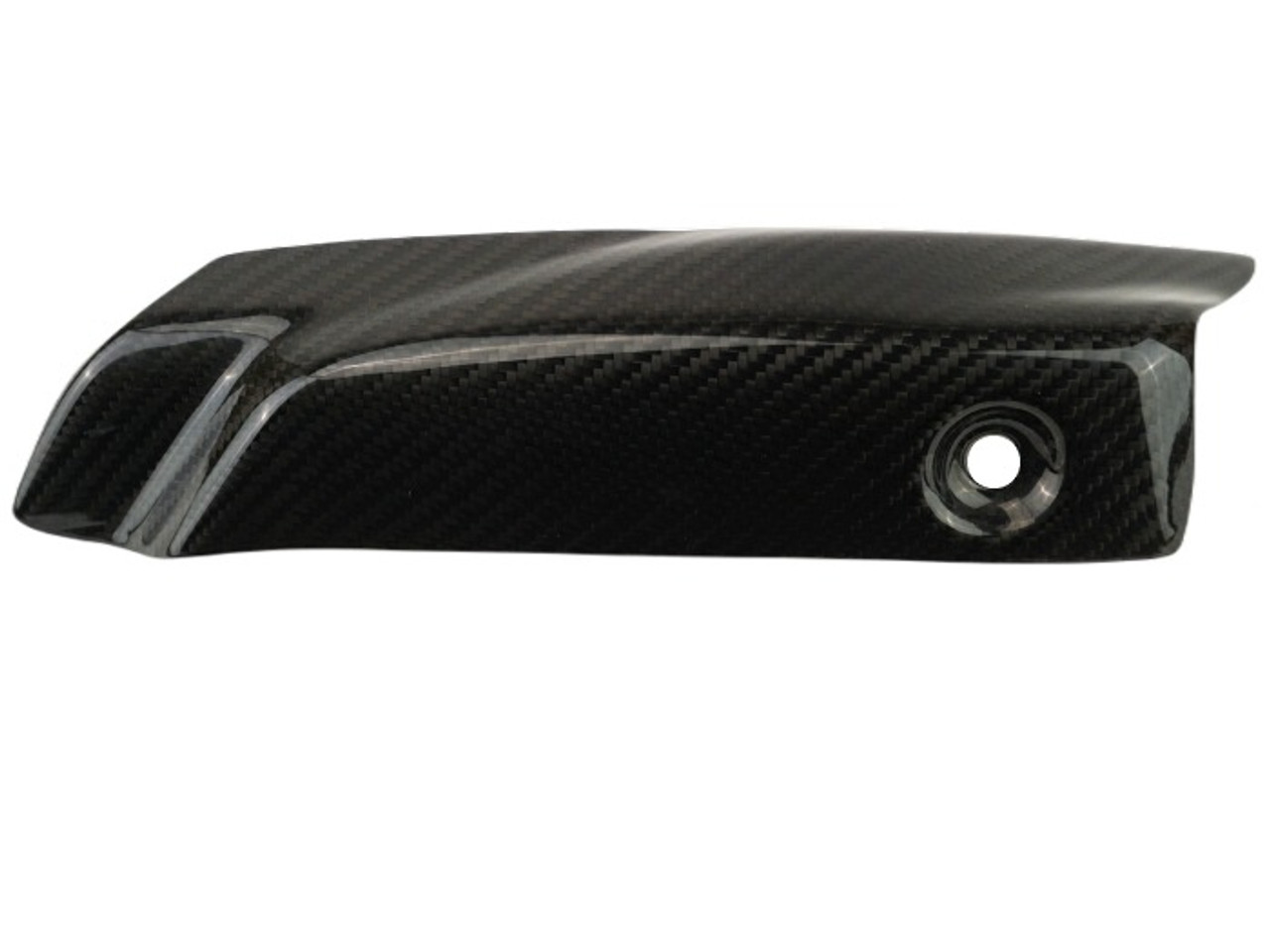 Exhaust Shield in Glossy Twill Weave Carbon Fiber for Triumph Street Triple 765 R,S 2020-2022