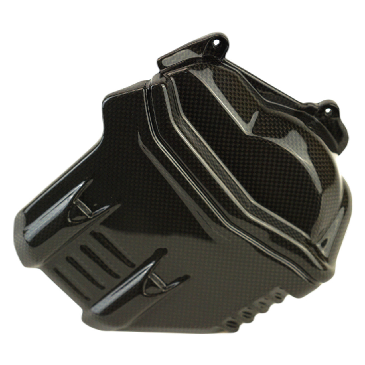 Left Engine Cover in Glossy Plain Weave Carbon Fiber for Ducati Streetfighter V4