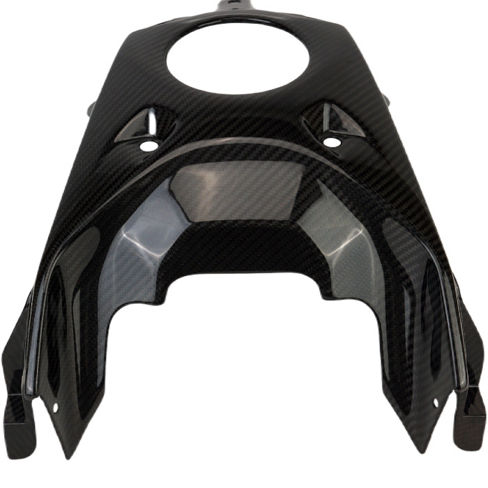Front Tank Cover in Glossy Twill Weave Carbon Fiber for Yamaha MT-07 2021-2024