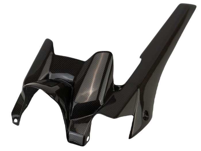 Rear Hugger with Chain Guard in Glossy Plain Weave Carbon Fiber for Yamaha R7 2022-2025