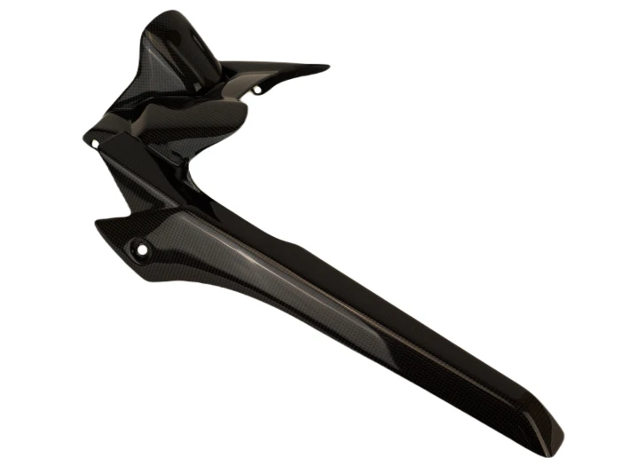 Rear Hugger with Chain Guard in Glossy Plain Weave Carbon Fiber for Yamaha R7 2022-2025