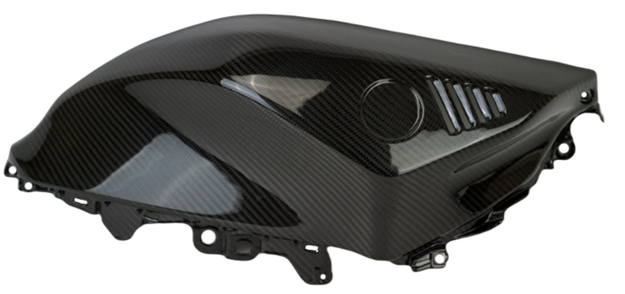 Tank Side Covers in Glossy Twill Weave Carbon Fiber for Yamaha R7