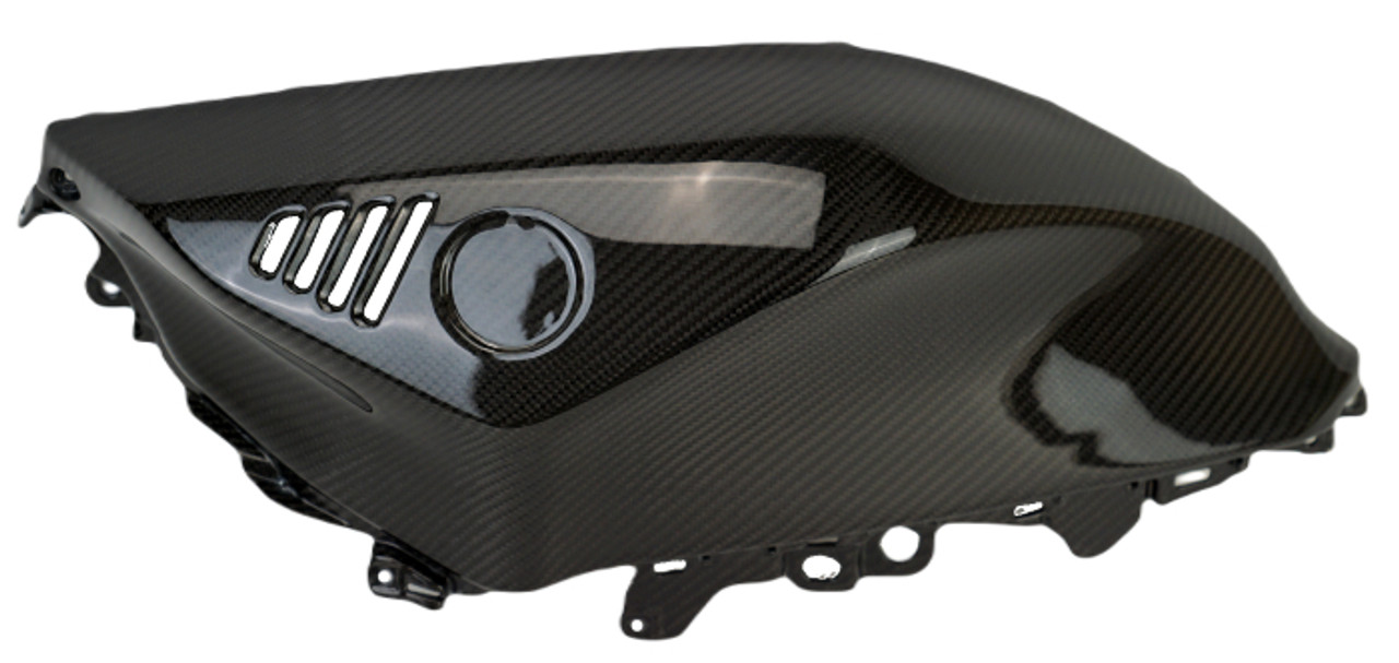 Tank Side Covers in Glossy Twill Weave Carbon Fiber for Yamaha R7