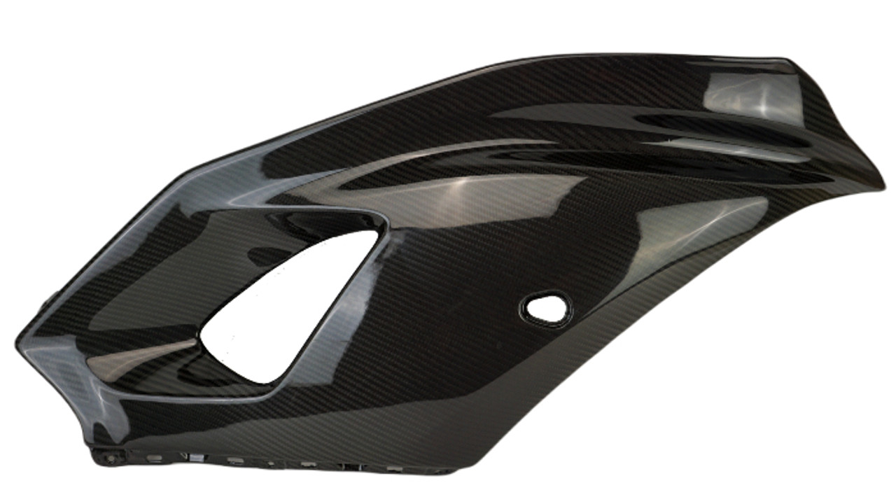 Large Side Panels in Glossy Twill Weave Carbon Fiber for Yamaha R7