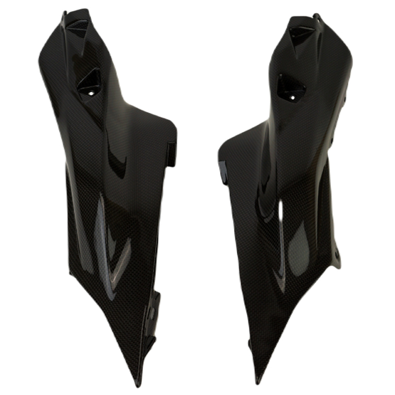 Inner Tail Fairings in Glossy Twill Weave Carbon Fiber for Yamaha R7