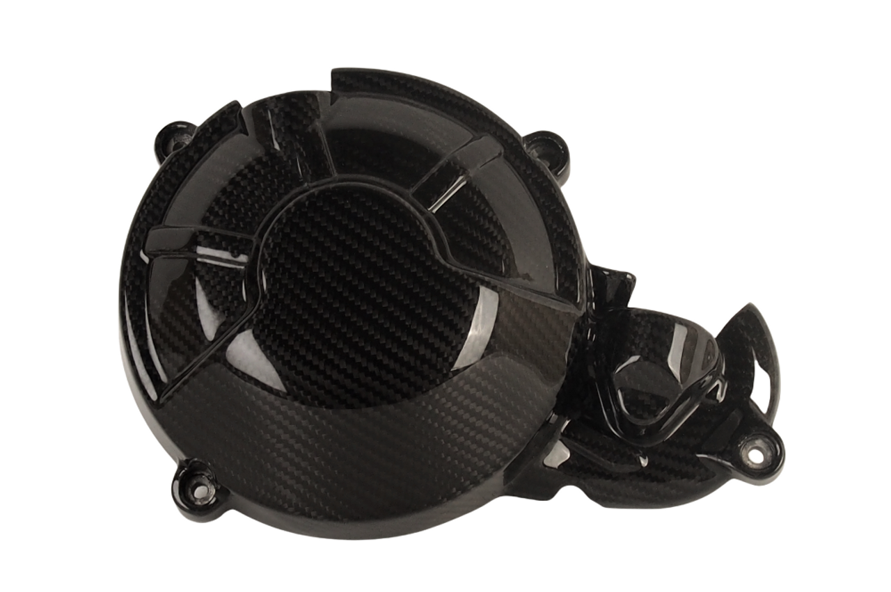 Clutch Cover Protector in Glossy Twill Weave Carbon Fiber for Aprilia RS660