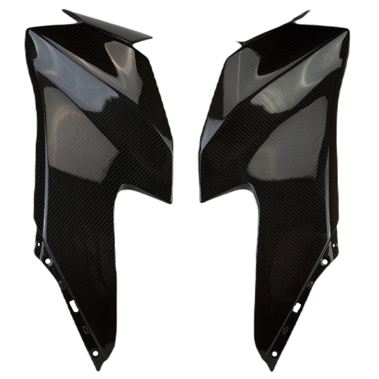 Side Panels in Glossy Twill Weave Carbon Fiber for Kawasaki ZX10R 2021+