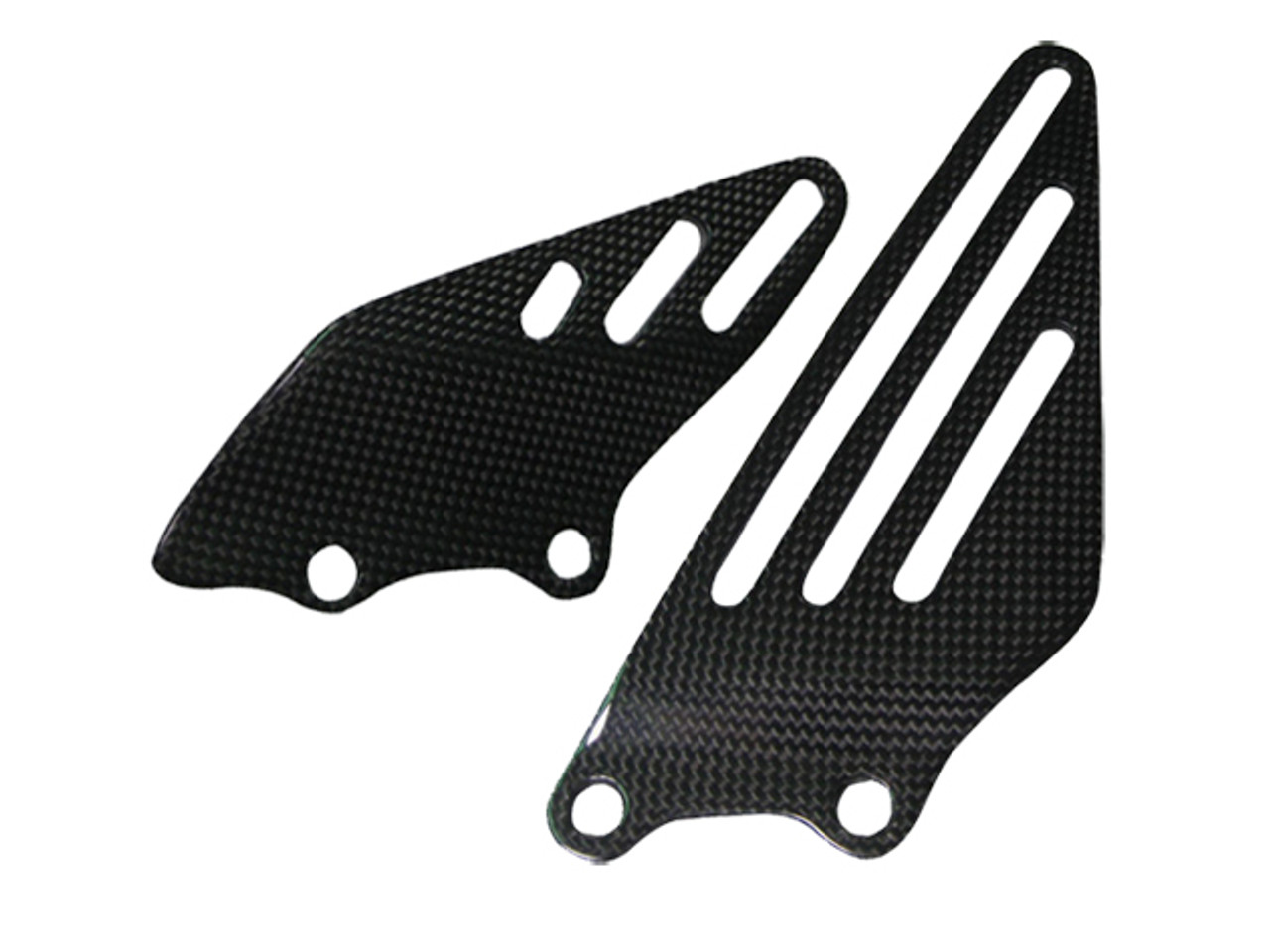 Glossy Plain Weave Carbon Fiber Heel Plates for Kawasaki ZX14/ZZR1400 06+