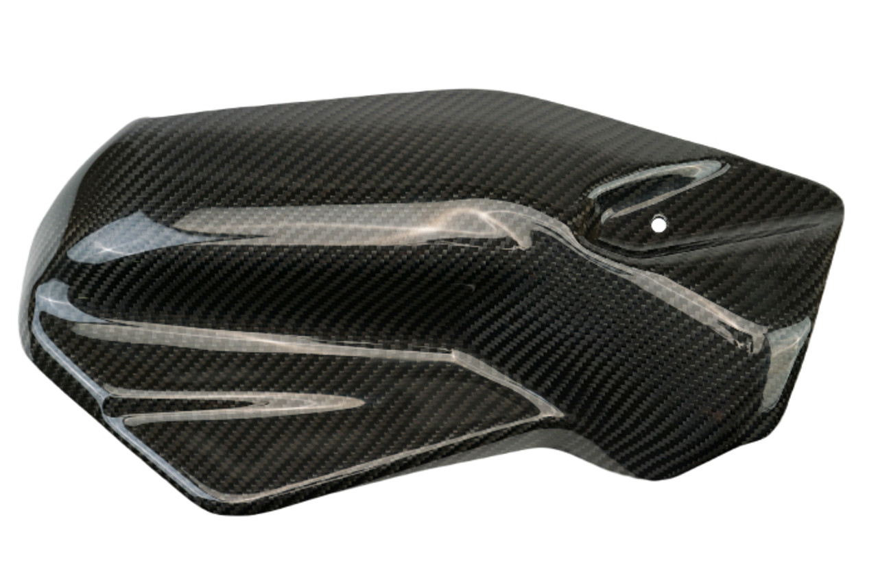 Exhaust Cover in Glossy Twill Weave Carbon Fiber for Ducati Multistrada V4