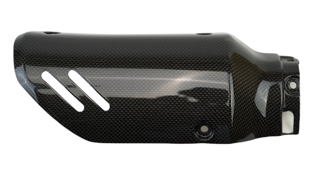 Exhaust Cover in Glossy Plain Weave Carbon Fiber for Ducati DesertX