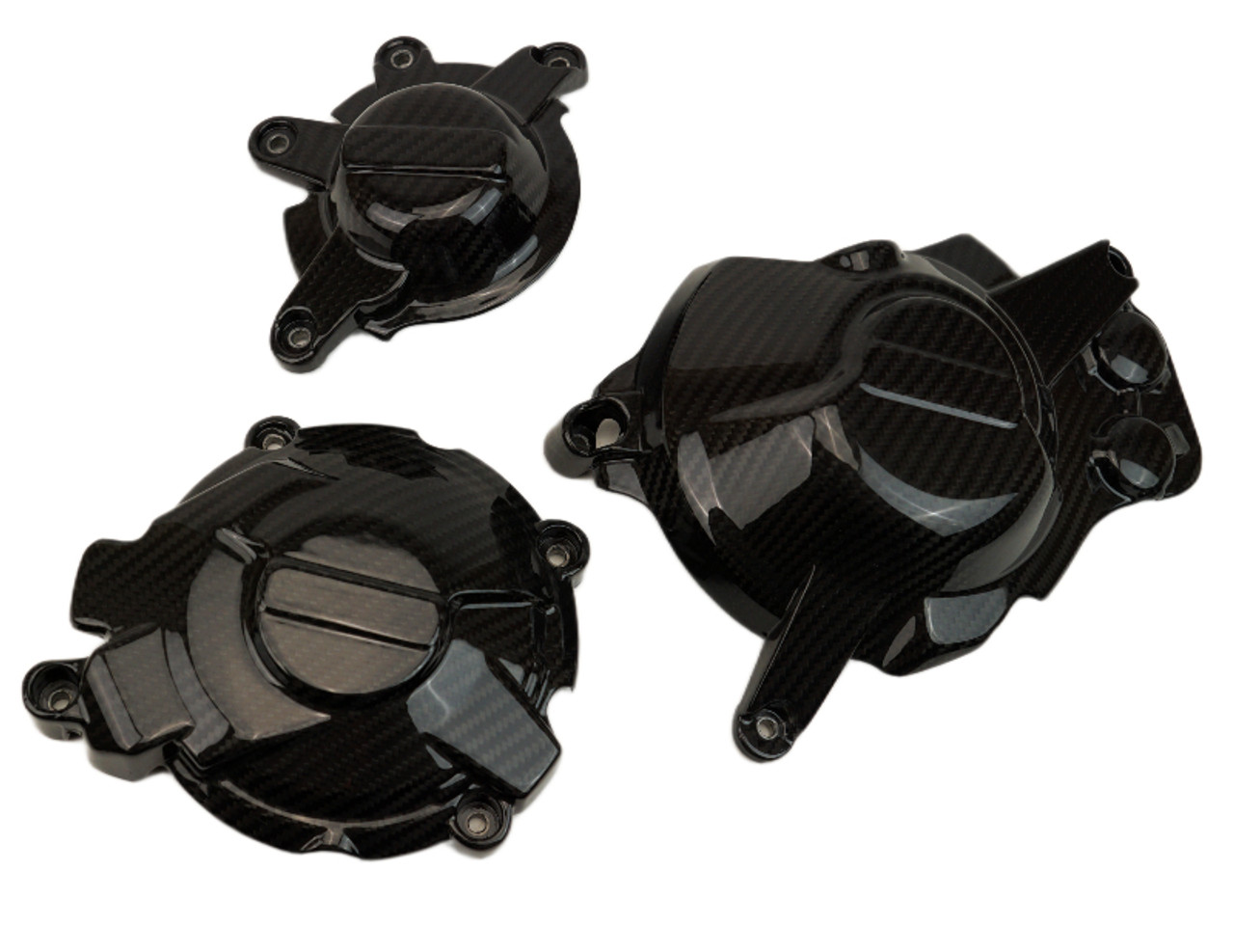 Set of Engine Covers in Glossy Twill Weave Carbon Fiber for Honda CBR1000RR 2012-2016

