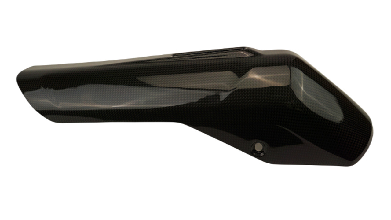 Exhaust Guard in Glossy Plain Weave Carbon Fiber for Ducati Multistrada V4 Pikes Peak