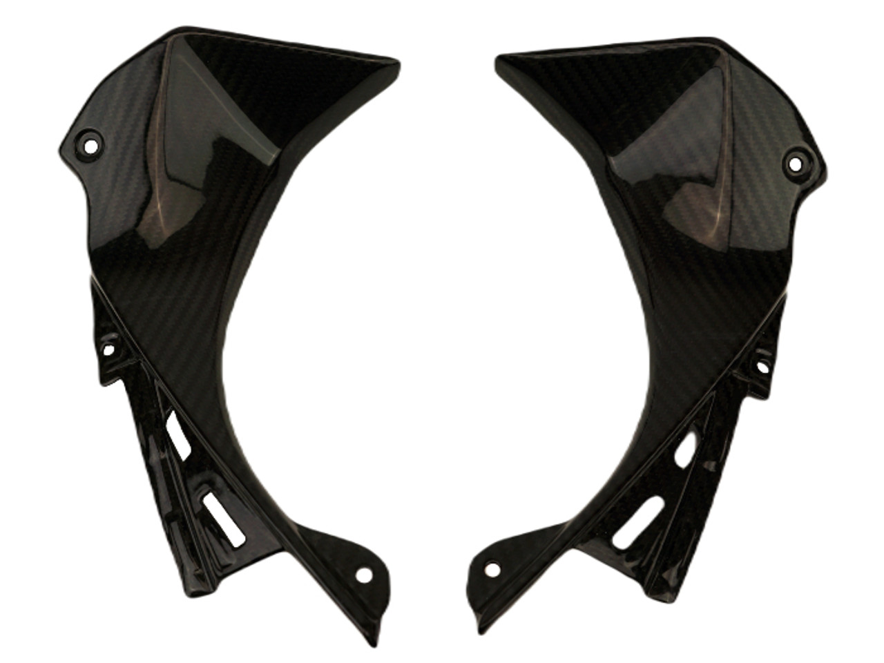 Top Air Duct Covers in Glossy Twill Weave Carbon Fiber for Kawasaki ZX6R 2019-2023

