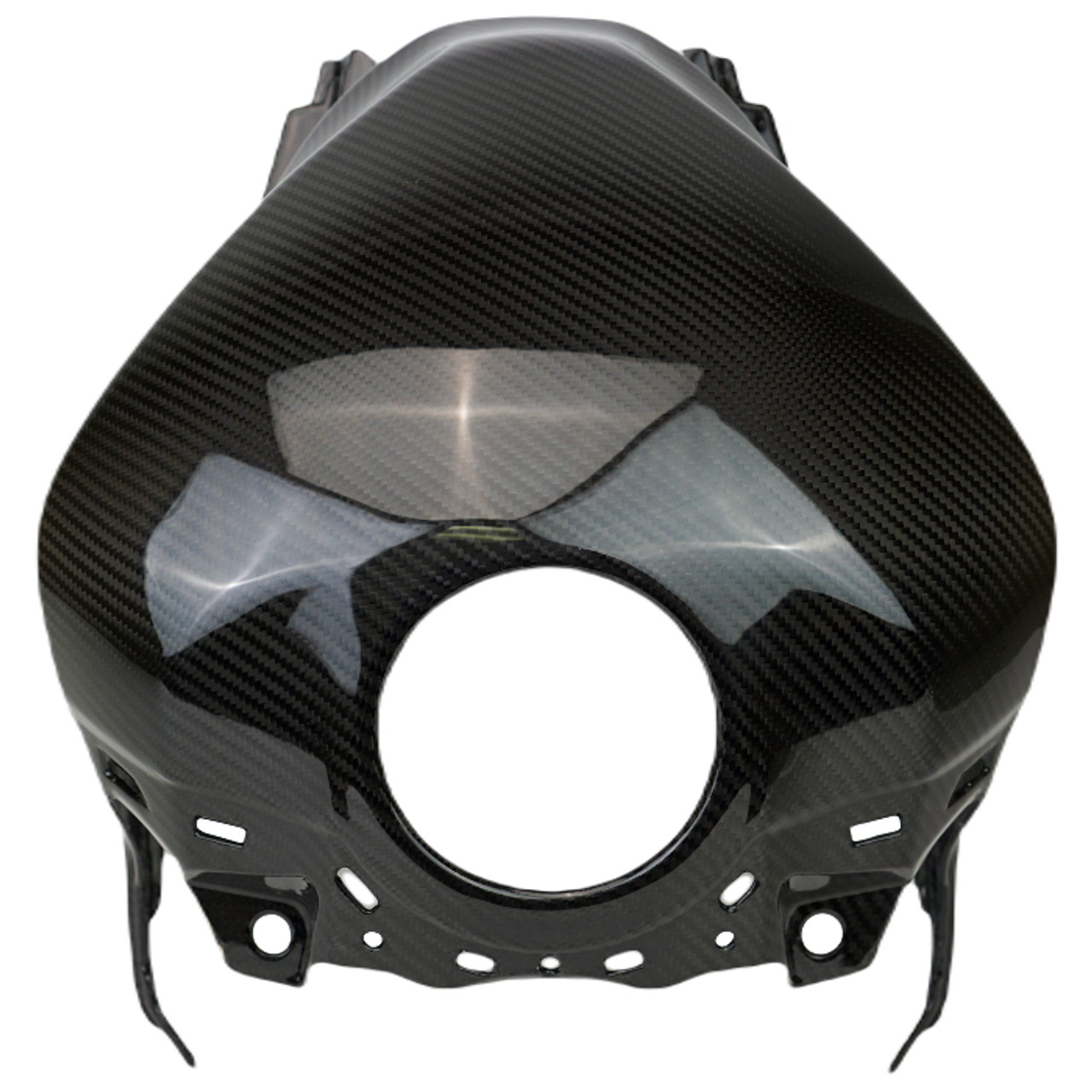 Rear Tank Cover in Glossy Twill Weave Carbon Fiber for Yamaha R3, R25 2019+ 