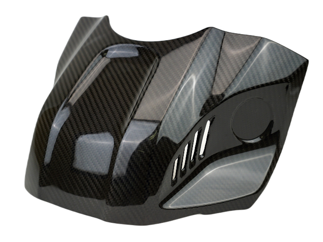 Front Tank Cover in Glossy Twill Weave Carbon Fiber for Yamaha R3, R25 2019+