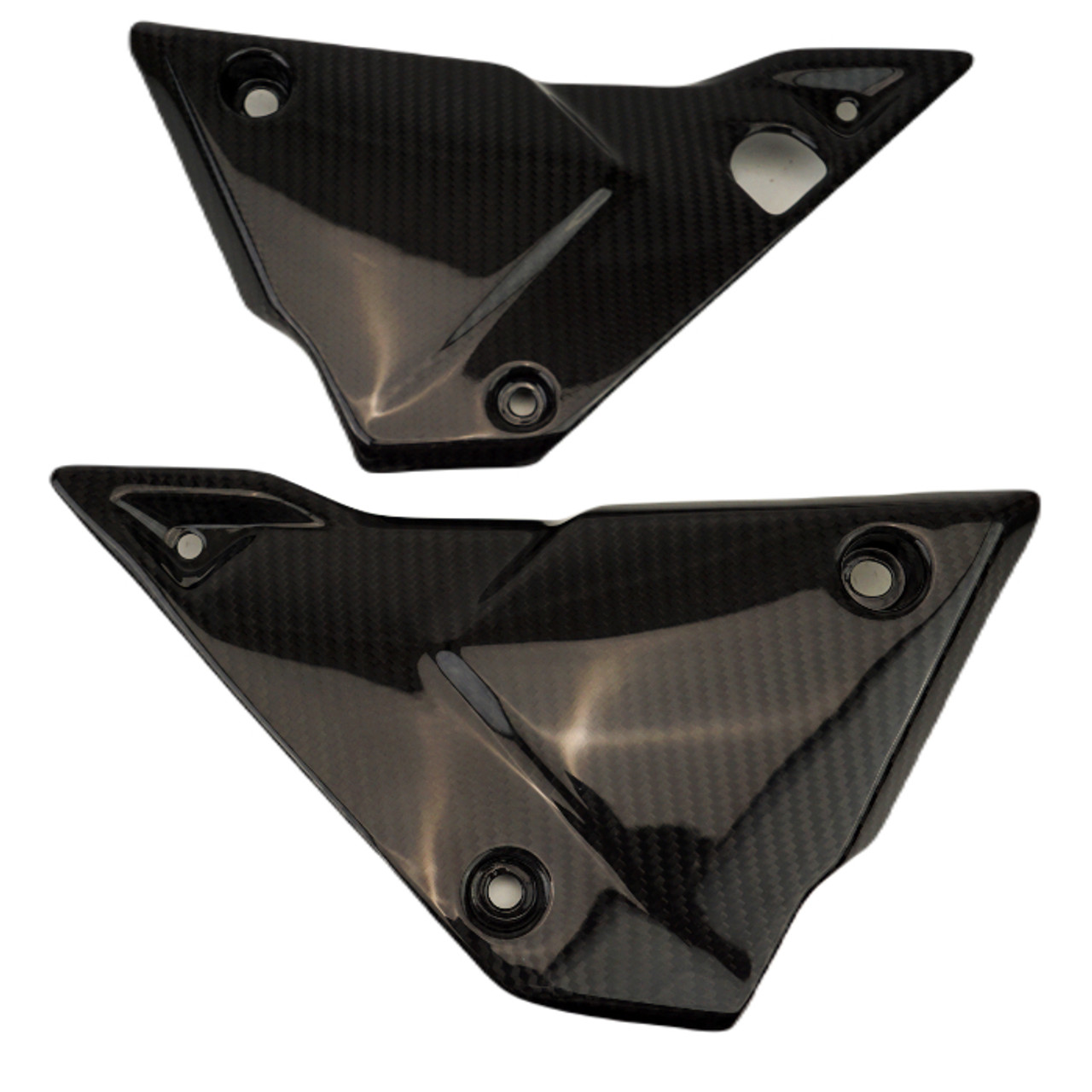 Under Seat Side Panels in Glossy Twill Weave Carbon Fiber for Yamaha Tenere 700 