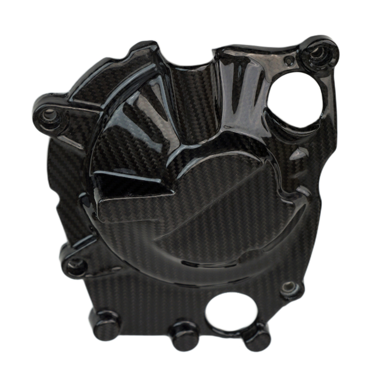 Clutch Case Cover in Glossy Twill Weave Carbon Fiber for Kawasaki ZX4RR