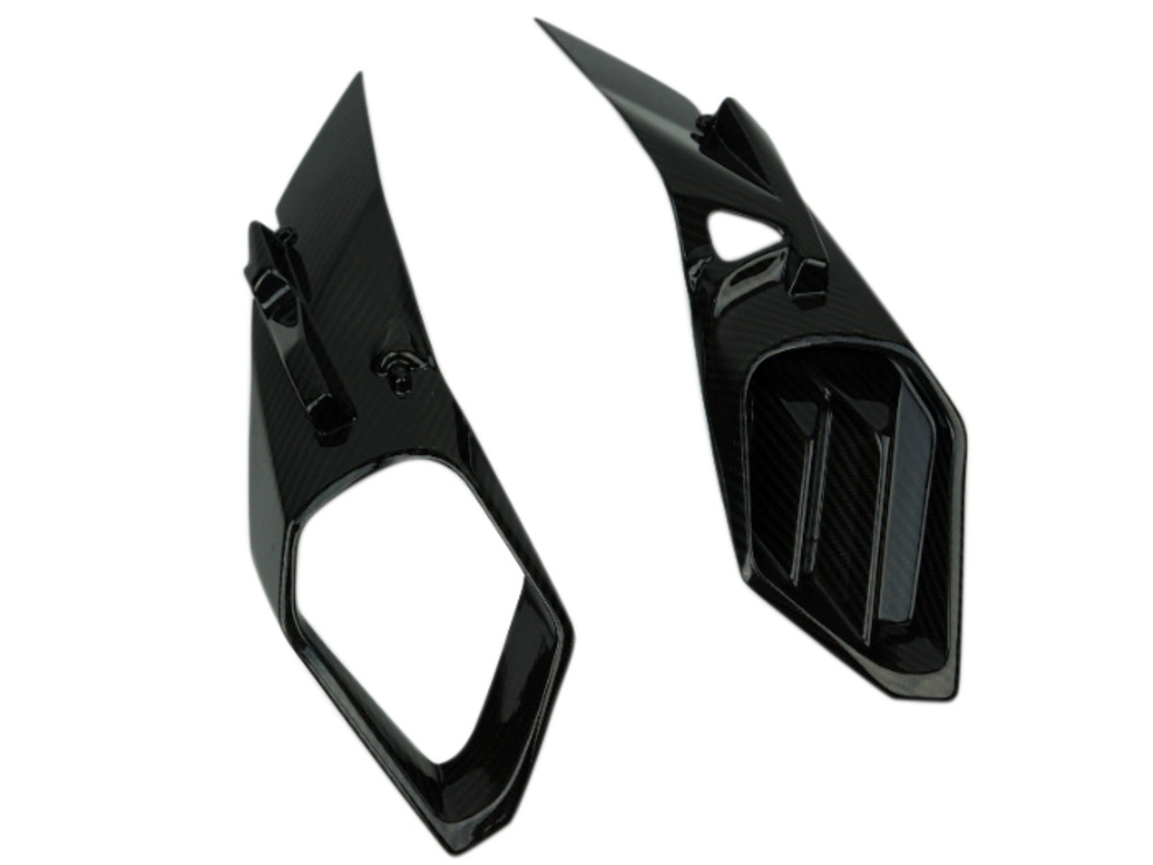 Air Intake Covers in Glossy Twill weave Carbon Fiber for Kawasaki H2