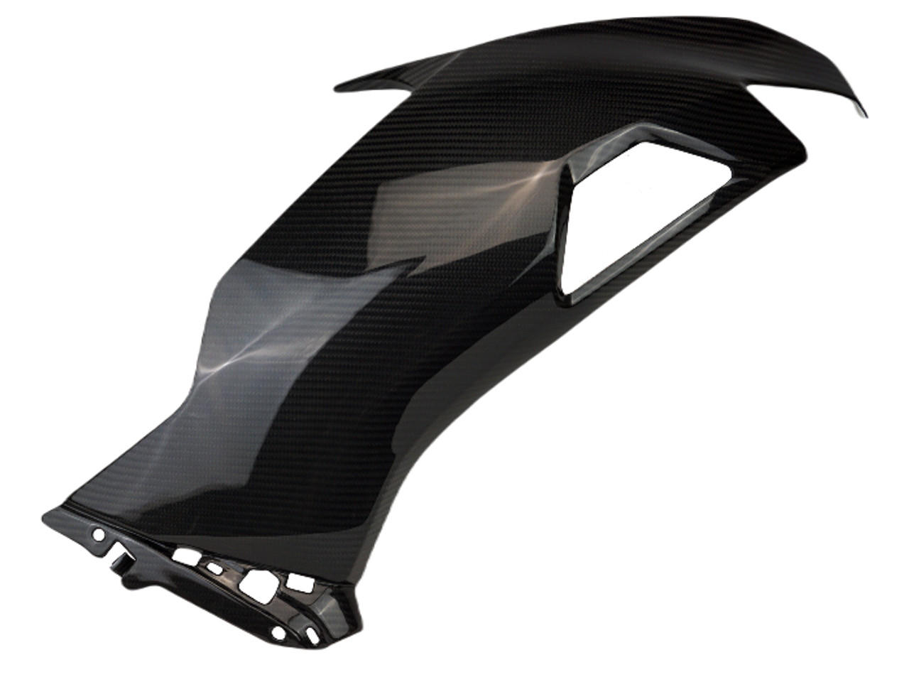 Large Side Panels in Glossy Twill Weave Carbon Fiber for Kawasaki ZX6R 2019-2023