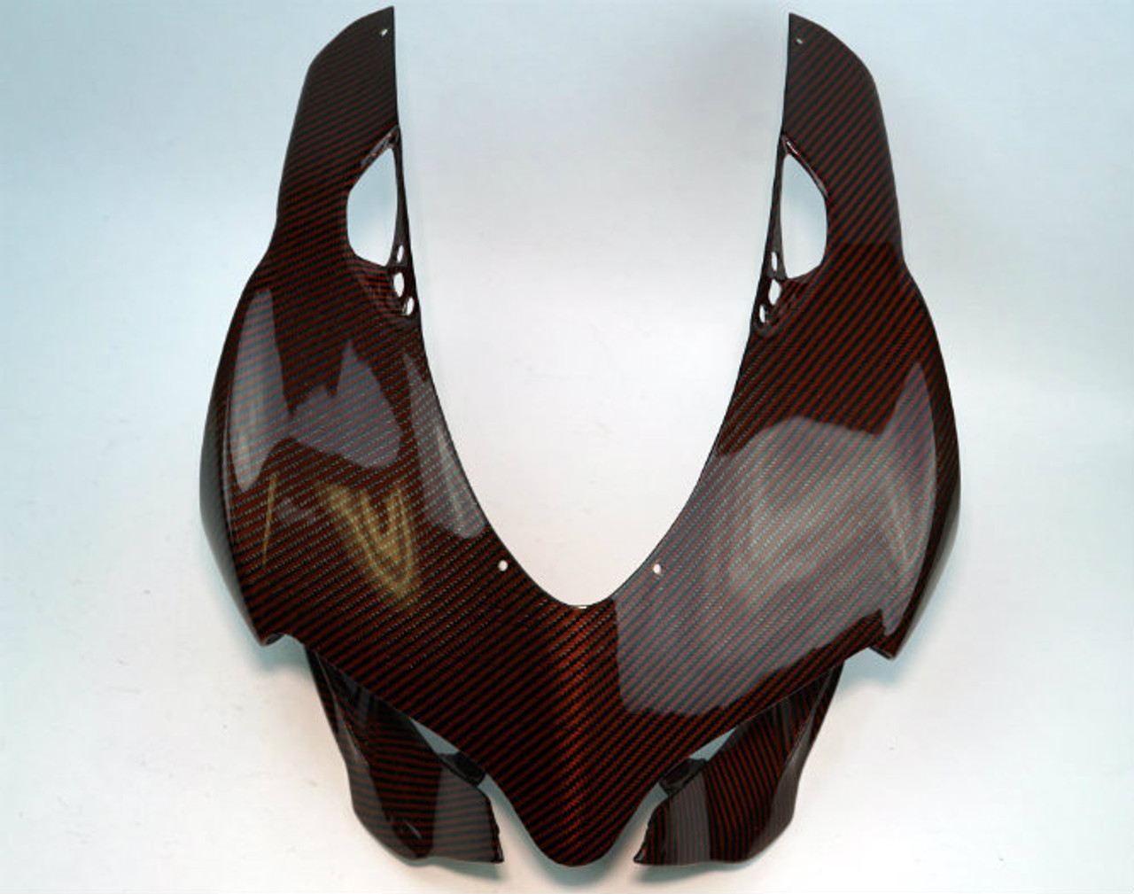 Front Fairing in Glossy Twill Weave Orange and Black Carbon Fiber for Ducati Panigale 899, 1199