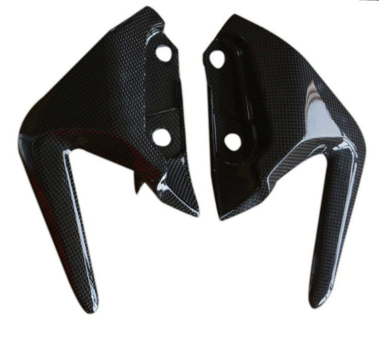 Passenger Handles in Glossy Plain Weave Carbon Fiber for Ducati Monster 821 15-17, 1200(S) 14-16