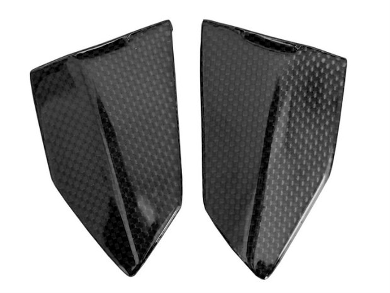 Rear Heel Plates in Glossy Plain Weave Carbon Fiber for Ducati 749, 999