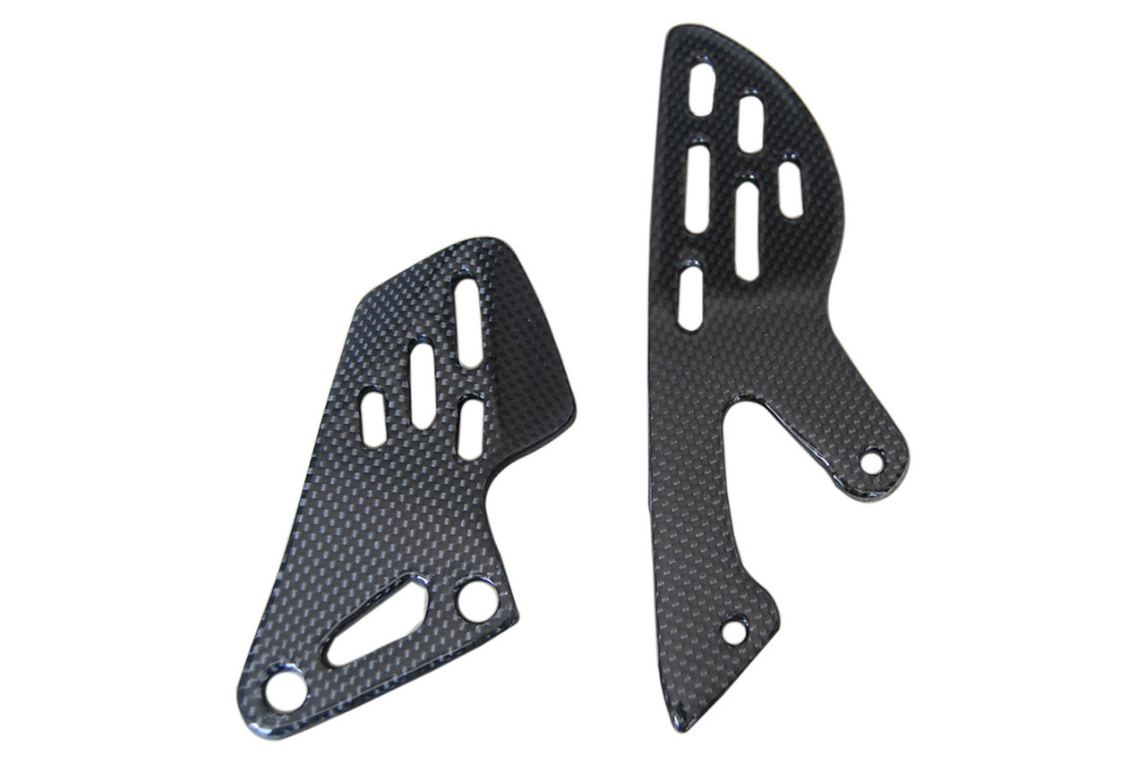 Heel Plates in Glossy Plain Weave Carbon Fiber for Yamaha R1 09-14